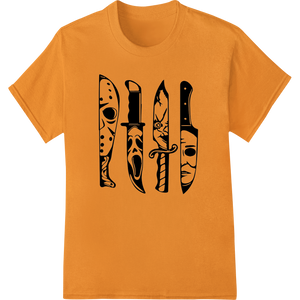 Haunting Knife Silhouettes: Edgy Halloween Heat Transfers featuring professional personalized clothing