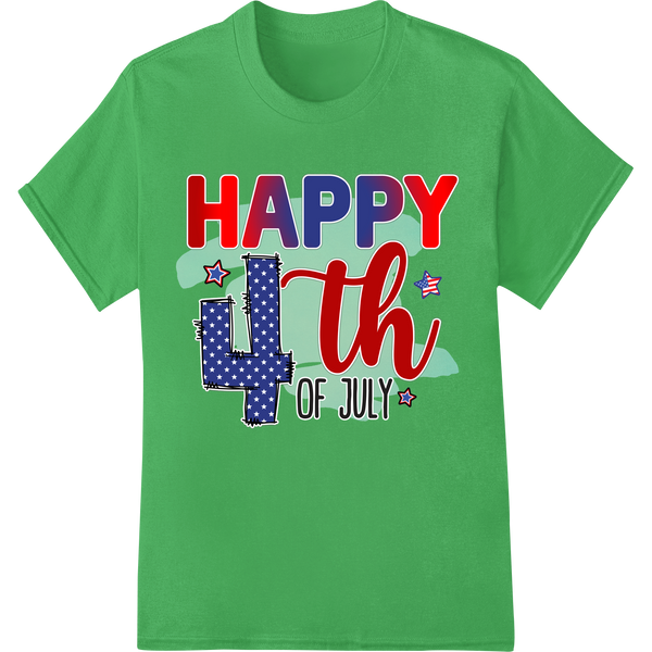 Personalized apparel decoration design for Patriotic 'HAPPY 4TH OF JULY' DTF Print Heat Transfer