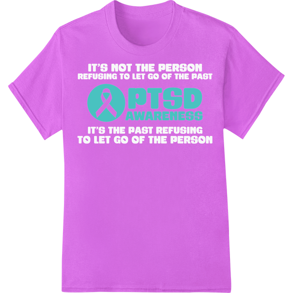 PTSD Awareness Teal Ribbon DTF Heat Transfer Print Design on purple shirt - SUPERDTF-DTF Prints-DTF Transfers-Custom DTF Prints