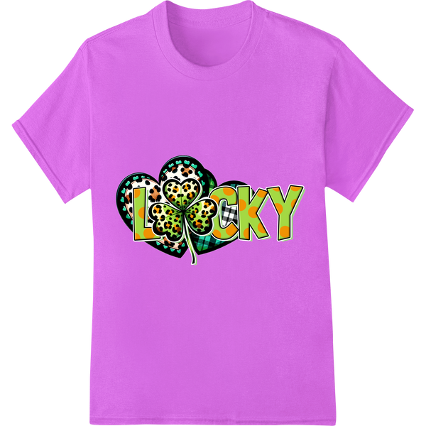 Lucky Shamrock: Vibrant St. Patrick's Day DTF Transfer Print on purple shirt - SUPERDTF-DTF Prints-DTF Transfers-Custom DTF Prints