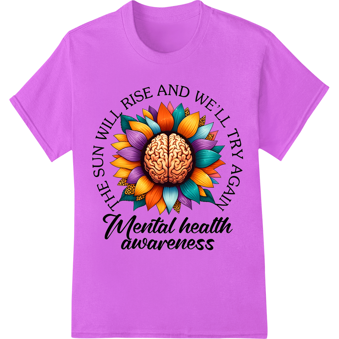 Sunflower Brain: Mental Health Awareness DTF Print on purple shirt - SUPERDTF-DTF Prints-DTF Transfers-Custom DTF Prints