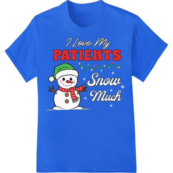 Retro Christmas Nurse Snowman DTF Print Heat Transfer on blue shirt - SUPERDTF-DTF Prints-DTF Transfers-Custom DTF Prints