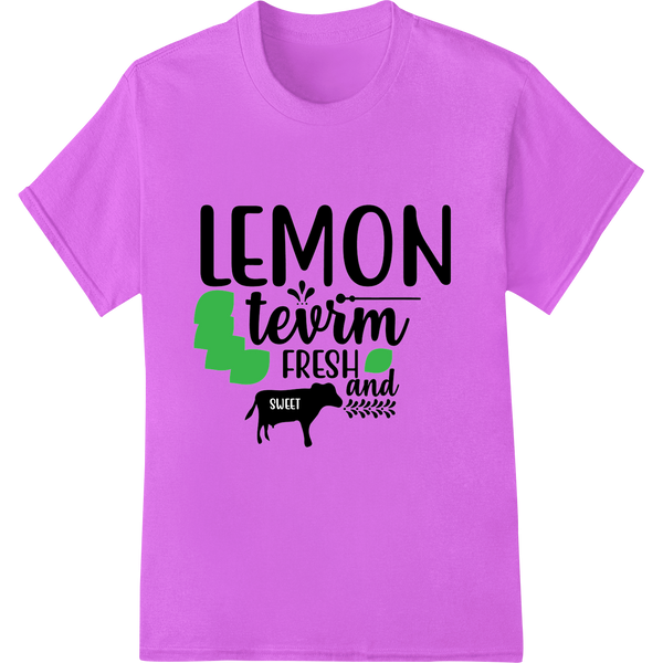 Zesty Lemon Teirm: Fresh Typography DTF Print Heat Transfer on purple shirt - SUPERDTF-DTF Prints-DTF Transfers-Custom DTF Prints