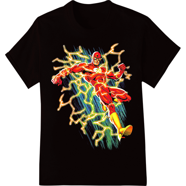 The Flash: Electric Motion - Comic Book Superhero DTF Print on black shirt - SUPERDTF-DTF Prints-DTF Transfers-Custom DTF Prints