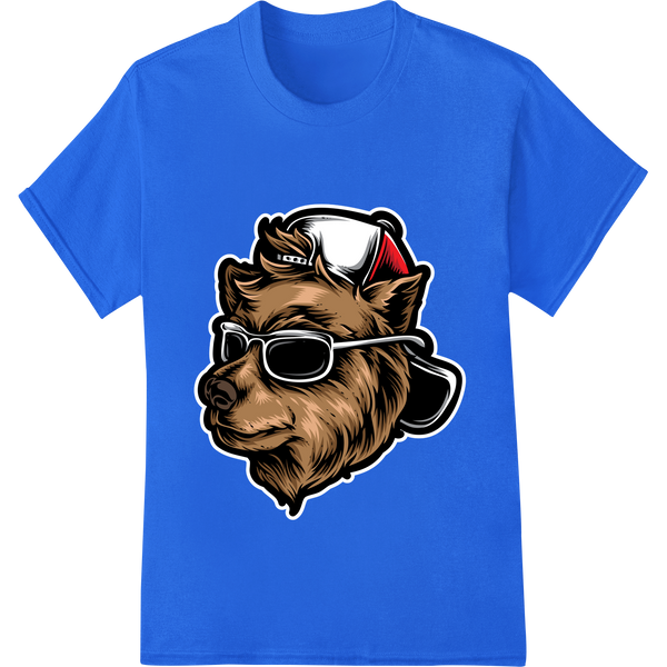 Custom professional DTF printing design - Cool Cartoon Bear in Shades - Trendy DTF Print Design