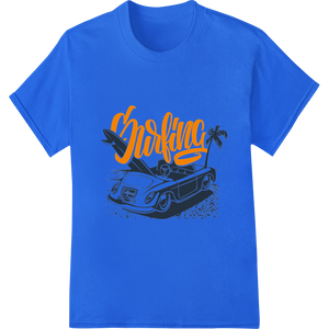 Retro Surfing Vibes: Catch the Wave in a Classic Ride enhanced with professional garment printing