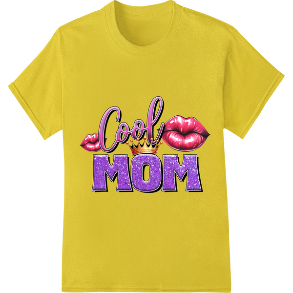 Retro Cool MOM Glitter Print | Mother's Day DTF Transfer on yellow shirt - SUPERDTF-DTF Prints-DTF Transfers-Custom DTF Prints