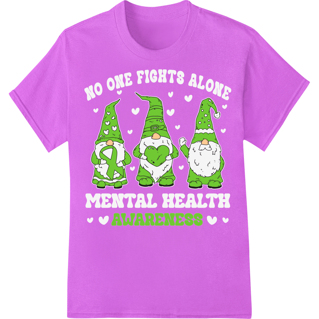 Adorable Gnomes Mental Health Awareness DTF Print Transfer on purple shirt - SUPERDTF-DTF Prints-DTF Transfers-Custom DTF Prints