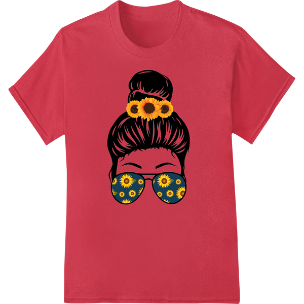 Colorful sunflower hair shades design DTF print for heat transfer on custom apparel like t-shirts and clothing