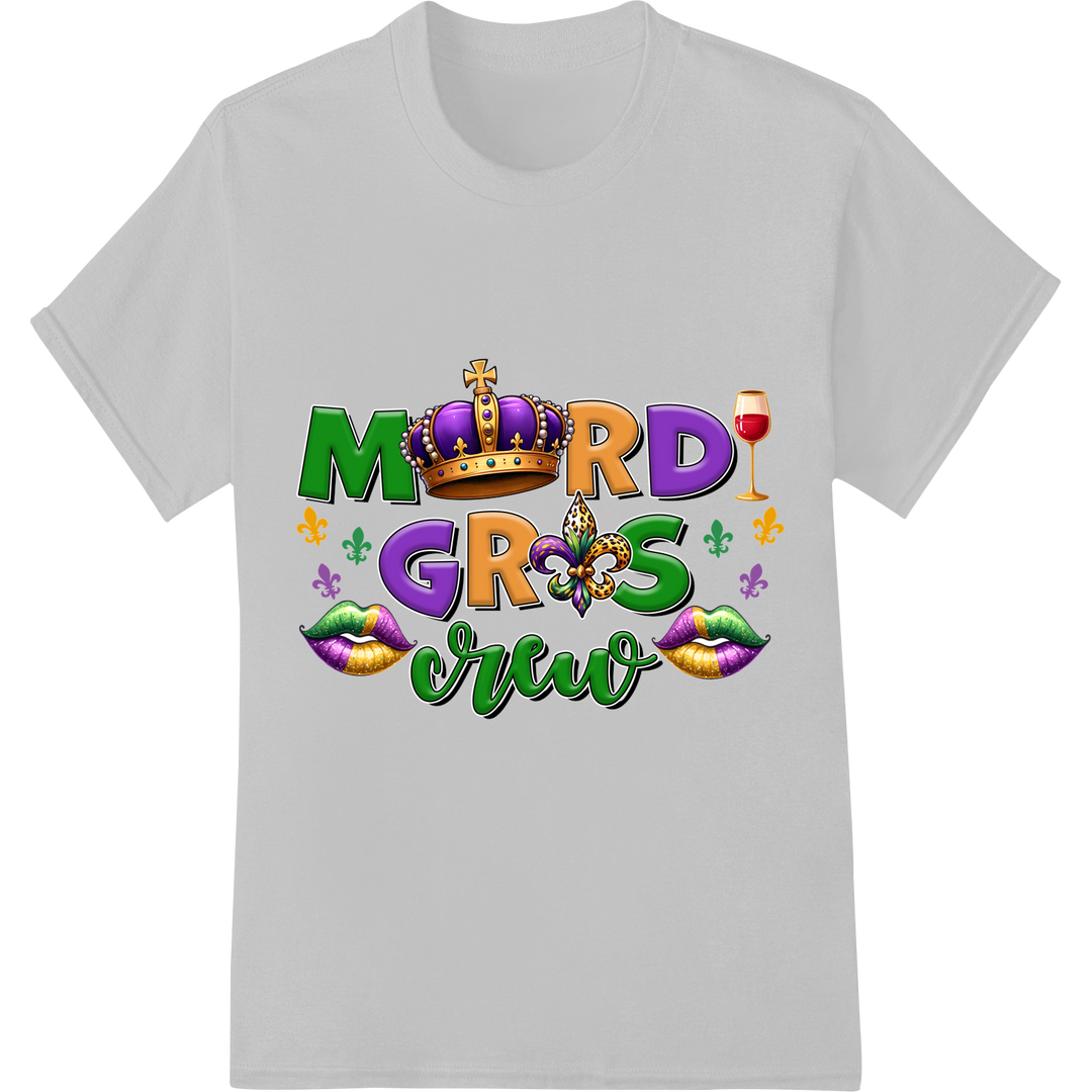 Mardi Gras Magic: Festive DTF Print Heat Transfer Design on white shirt - SUPERDTF-DTF Prints-DTF Transfers-Custom DTF Prints