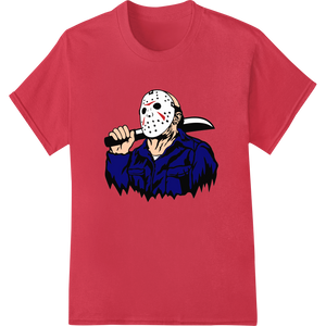 Terrifying Friday the 13th Jason Voorhees Heat Transfer showcasing advanced apparel decoration technology