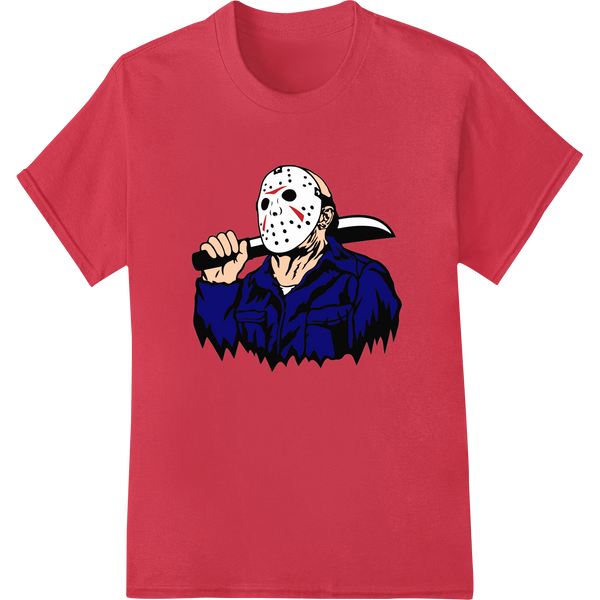 Heat transfer design featuring Jason Voorhees, the hockey mask-wearing killer from the Friday the 13th horror movies