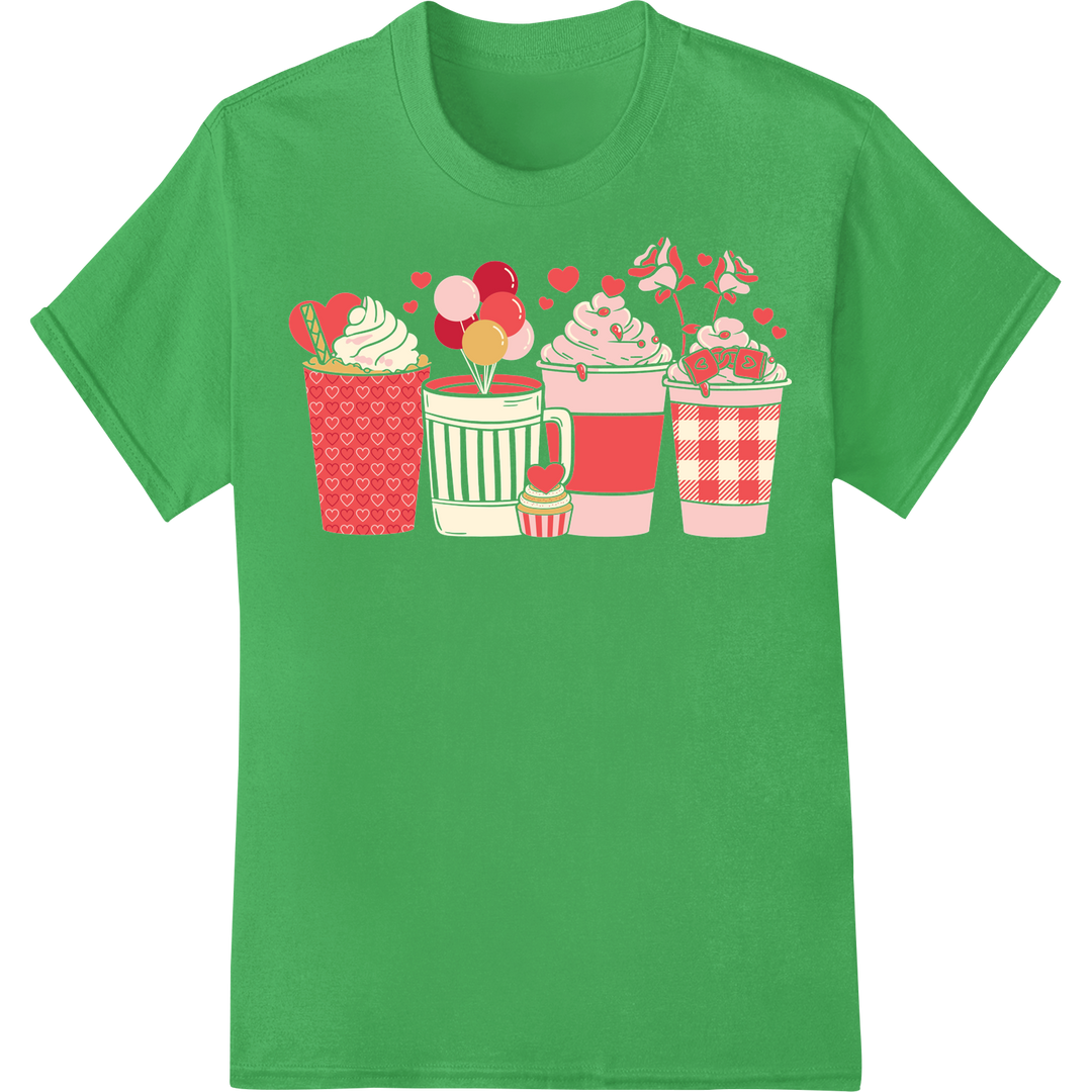 Sweet Valentine's Cupcakes: Spread Love with DTF Prints on green shirt - SUPERDTF-DTF Prints-DTF Transfers-Custom DTF Prints