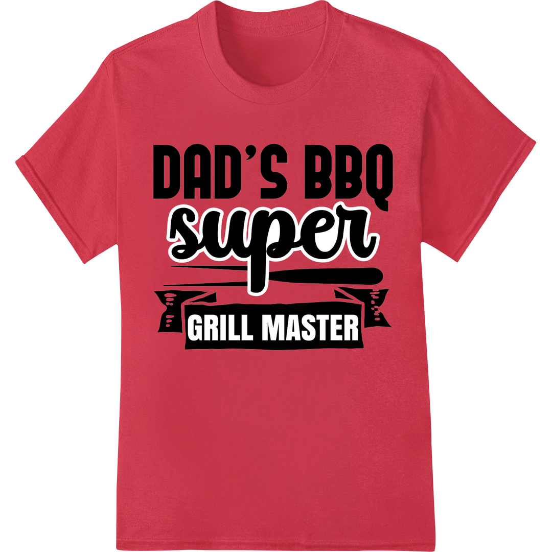 Dad's BBQ Super Grill Master - Father's Day DTF Print on red shirt - SUPERDTF-DTF Prints-DTF Transfers-Custom DTF Prints