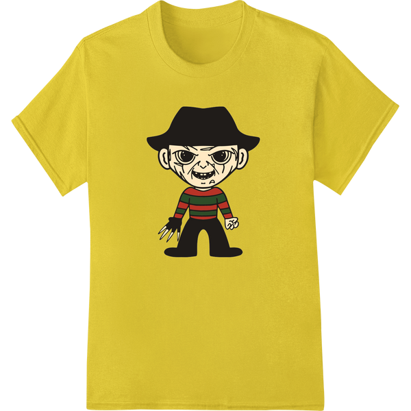 Creepy cartoon illustration of Freddy Krueger from A Nightmare on Elm Street for DTF or direct-to-film heat transfer printing