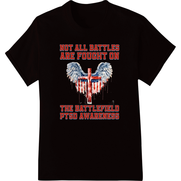 Powerful Patriotic PTSD Awareness DTF Print Heat Transfer on black shirt - SUPERDTF-DTF Prints-DTF Transfers-Custom DTF Prints