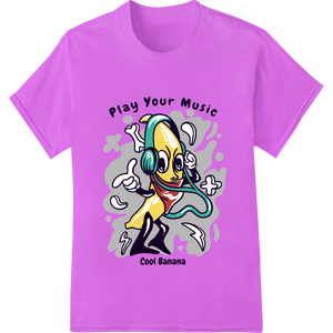 Play Your Music - Funky Cartoon Dancer DTF Heat Transfer showcasing advanced custom t-shirts technology