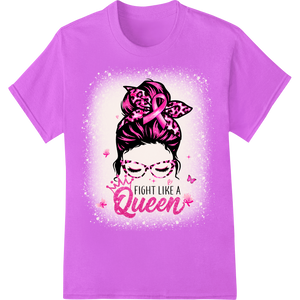 Fight Like a Queen - Breast Cancer Awareness DTF Print on purple shirt - SUPERDTF-DTF Prints-DTF Transfers-Custom DTF Prints