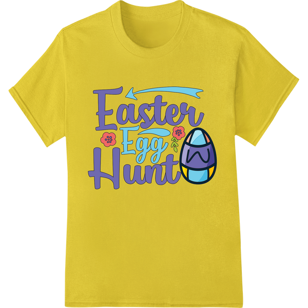 Playful 'Easter Egg Hunt' DTF Print Heat Transfer Design on yellow shirt - SUPERDTF-DTF Prints-DTF Transfers-Custom DTF Prints