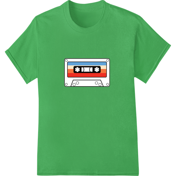 Retro Cassette Tape DTF Print Heat Transfer | Vintage Music on green shirt - SUPERDTF-DTF Prints-DTF Transfers-Custom DTF Prints