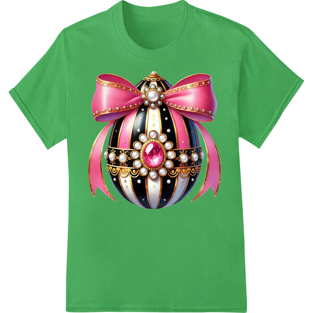 Jeweled Easter Egg: Elegant DTF Print Heat Transfer Design on green shirt - SUPERDTF-DTF Prints-DTF Transfers-Custom DTF Prints