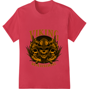 Fierce Viking Warrior Skull Heat Transfer Print Design enhanced with professional heat transfer