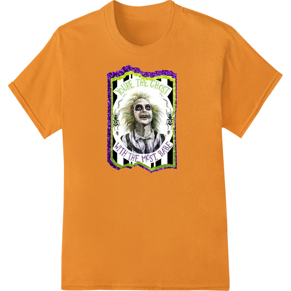 Defiant Punk Skeleton: Edgy Halloween Heat Transfer on orange shirt - SUPERDTF-DTF Prints-DTF Transfers-Custom DTF Prints