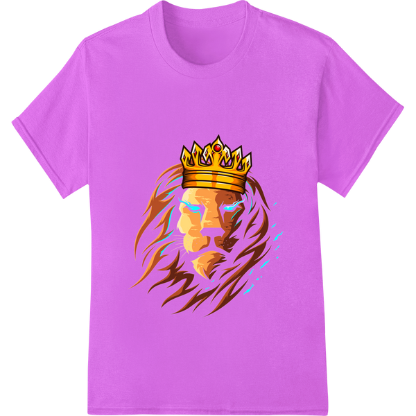 Vibrant innovative apparel printing print on Fierce Lion King Heat Transfer - Unleash Your Inner Leader