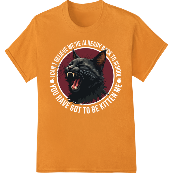 Fierce Black Cat Halloween DTF Heat Transfer Print on orange shirt - SUPERDTF-DTF Prints-DTF Transfers-Custom DTF Prints