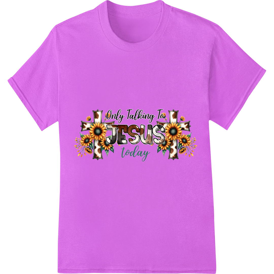 Express Your Faith: "Only Talking To Jesus Today" DTF Print on purple shirt - SUPERDTF-DTF Prints-DTF Transfers-Custom DTF Prints