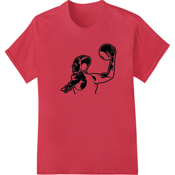 Flexing Muscle Bodybuilder Silhouette DTF Print Transfer on red shirt - SUPERDTF-DTF Prints-DTF Transfers-Custom DTF Prints