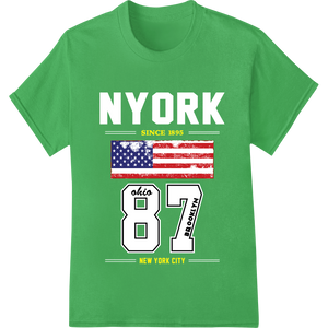 Premium quality professional DTF printing on Vintage USA Flag NYC Brooklyn 87 DTF Print Heat Transfer