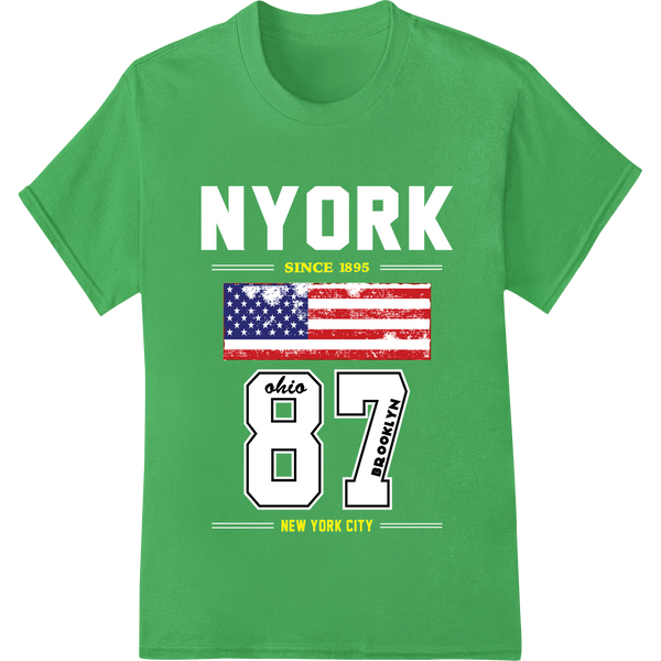 Premium quality professional DTF printing on Vintage USA Flag NYC Brooklyn 87 DTF Print Heat Transfer