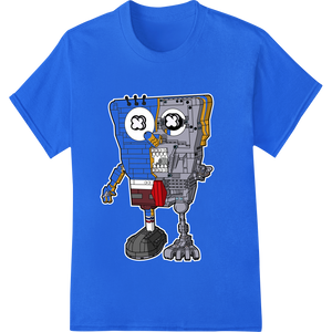 Quirky Robot Cartoon - Engaging DTF Heat Transfer Print made with premium personalized clothing