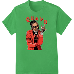 Durable custom print solutions applied to Quavo Hip-Hop Icon DTF Print Heat Transfer | Migos Style