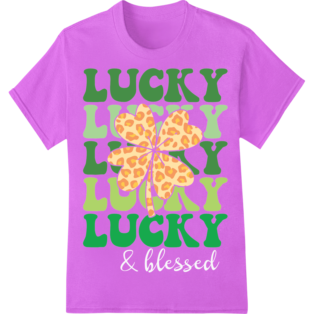 Lucky Clover: Festive St. Patrick's Day DTF Heat Transfer on purple shirt - SUPERDTF-DTF Prints-DTF Transfers-Custom DTF Prints