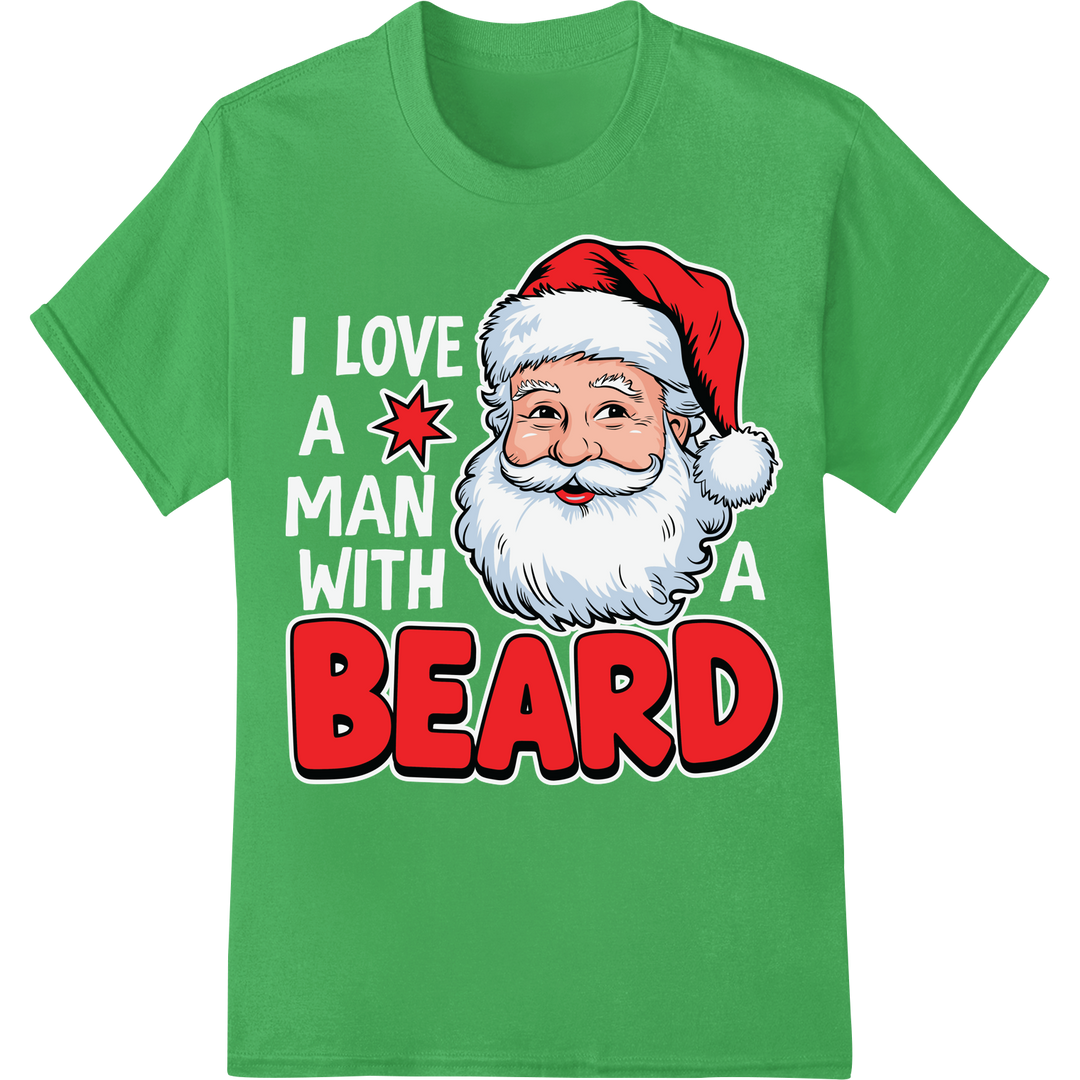 Cheeky 'Naughty Santa' Christmas DTF Print Heat Transfer on green shirt - SUPERDTF-DTF Prints-DTF Transfers-Custom DTF Prints