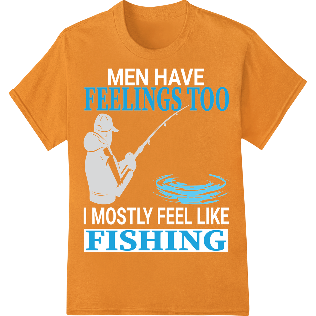 Fishing Feelings DTF Print Heat Transfer | Father's Day Gift on orange shirt - SUPERDTF-DTF Prints-DTF Transfers-Custom DTF Prints