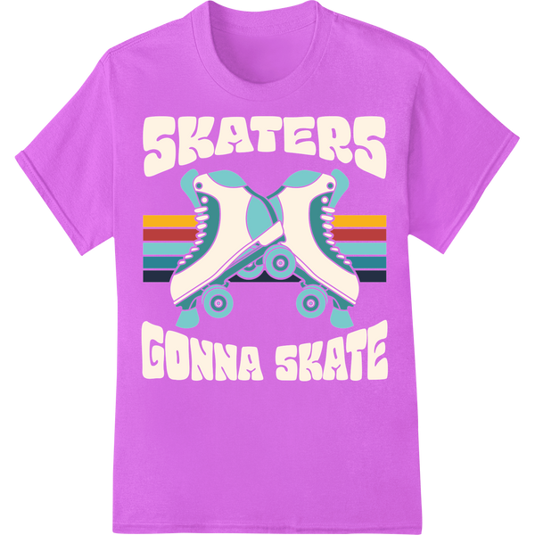 Retro Rollerskates: Bold 80s Stripes DTF Print Heat Transfer on purple shirt - SUPERDTF-DTF Prints-DTF Transfers-Custom DTF Prints