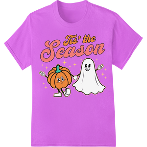 Premium quality bulk t-shirt printing on Cute Halloween Pumpkin & Ghost 'Tis the Season' DTF Print