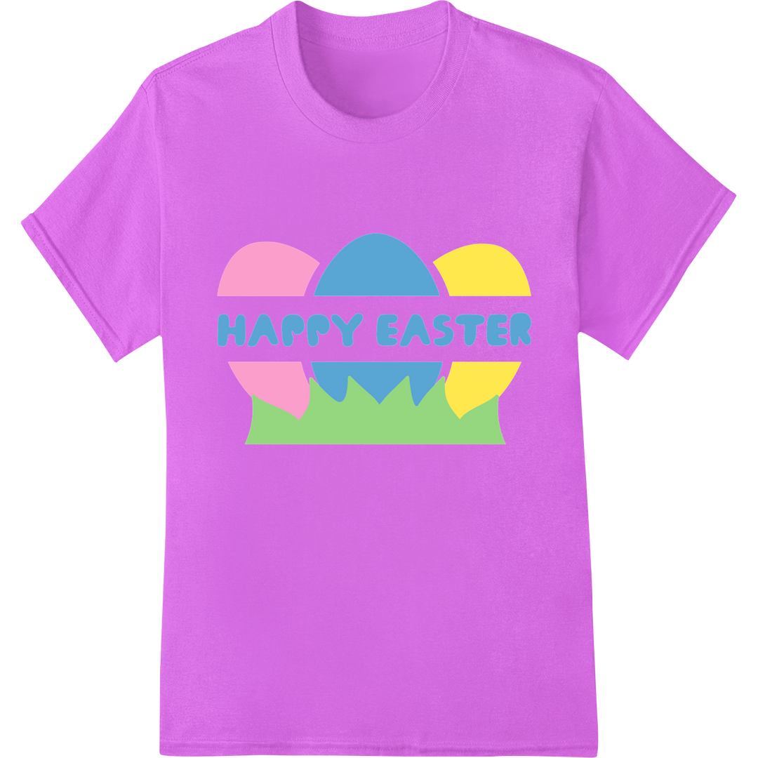 Vibrant Easter Eggs DTF Print Heat Transfer | Spring Design on purple shirt - SUPERDTF-DTF Prints-DTF Transfers-Custom DTF Prints