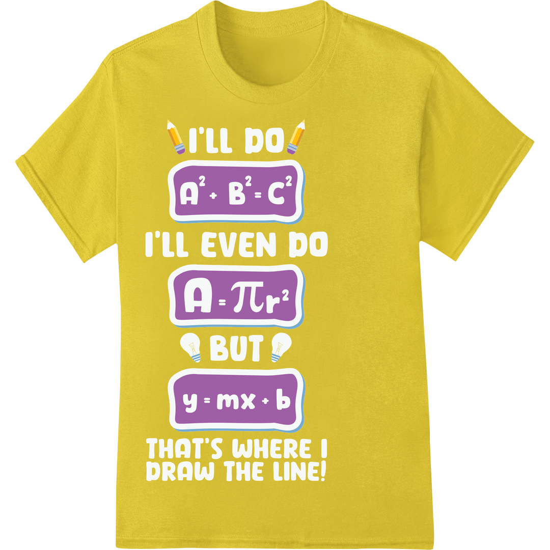 Math Equations DTF Print Heat Transfer | Educational Design on yellow shirt - SUPERDTF-DTF Prints-DTF Transfers-Custom DTF Prints