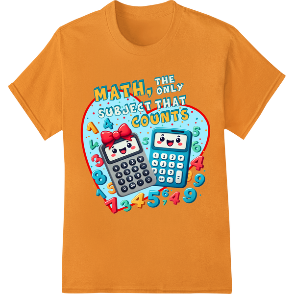 Math Lovers Unite: Vibrant DTF Transfer Print | Math Puns on orange shirt - SUPERDTF-DTF Prints-DTF Transfers-Custom DTF Prints