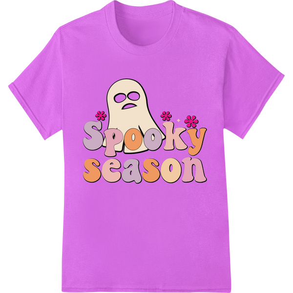 Adorable 'Spooky Season' Ghost - Cute Halloween DTF Print on purple shirt - SUPERDTF-DTF Prints-DTF Transfers-Custom DTF Prints