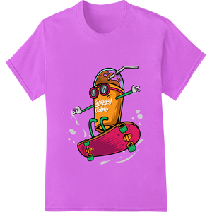 Innovative DTF prints design on Shreddin' Cartoon Dude Spreads Happy Skateboarding Vibes