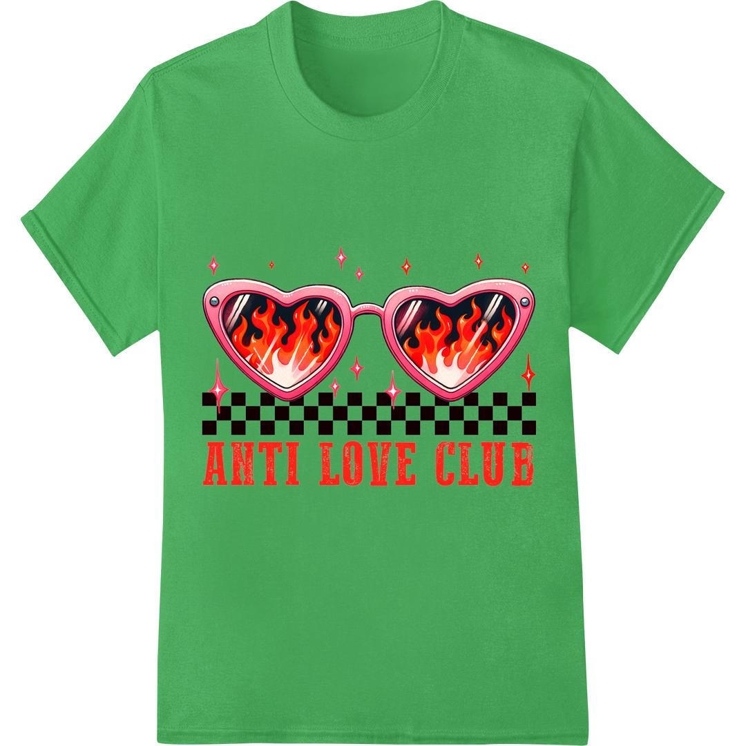 Edgy 'Anti Love Club' DTF Print for Rebels This V-Day on green shirt - SUPERDTF-DTF Prints-DTF Transfers-Custom DTF Prints