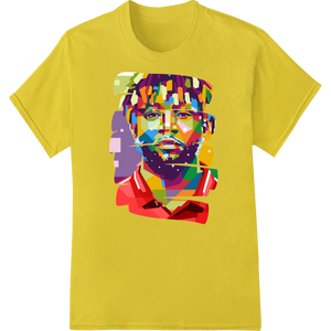 Prismatic Portrait: Bold Abstract Face Print showcasing advanced custom apparel technology