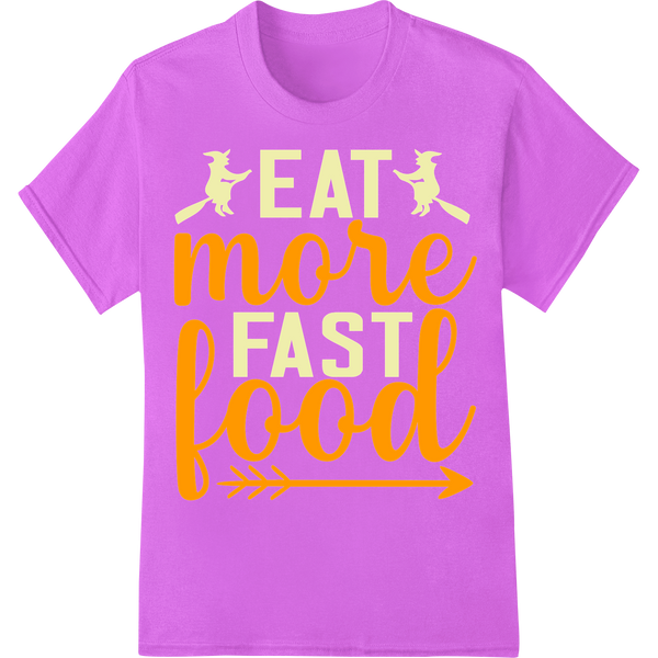 Witty 'Eat More Fast Food' Hunting DTF Print Heat Transfer on purple shirt - SUPERDTF-DTF Prints-DTF Transfers-Custom DTF Prints