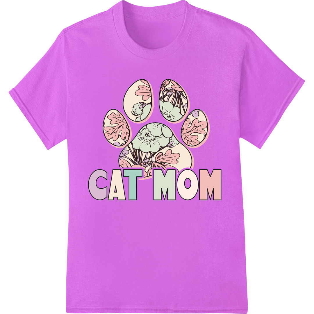 Purr-fect Easter Gift: 'Cat Mom' DTF Print Heat Transfer on purple shirt - SUPERDTF-DTF Prints-DTF Transfers-Custom DTF Prints