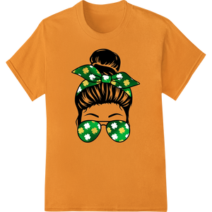 Expert custom garment printing craftsmanship on Shamrock Shades Woman St. Patrick's Day Heat Transfer